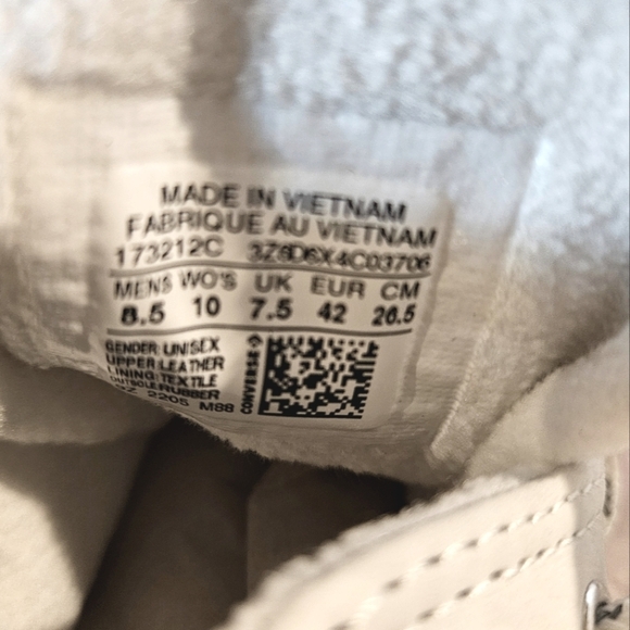 Converse Chuck Taylor Crafted Boot Hi Egret Ivory Leather NEW - Picture 5 of 6